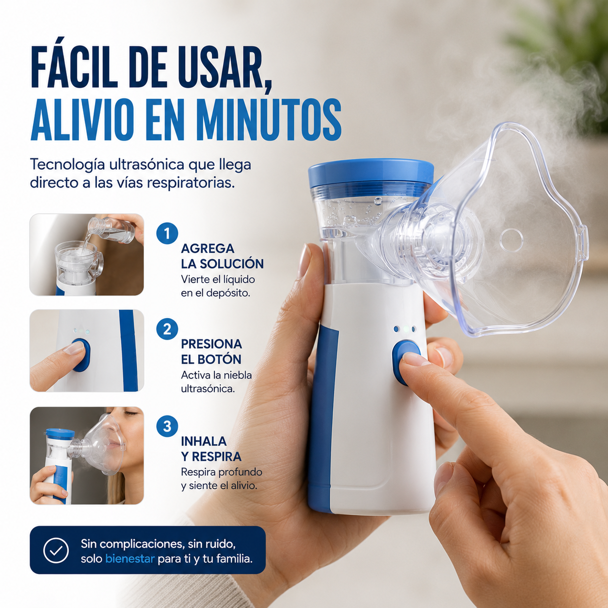 Nebulizador Portátil Niños Adultos- Alivio Respiratorio donde lo necesites