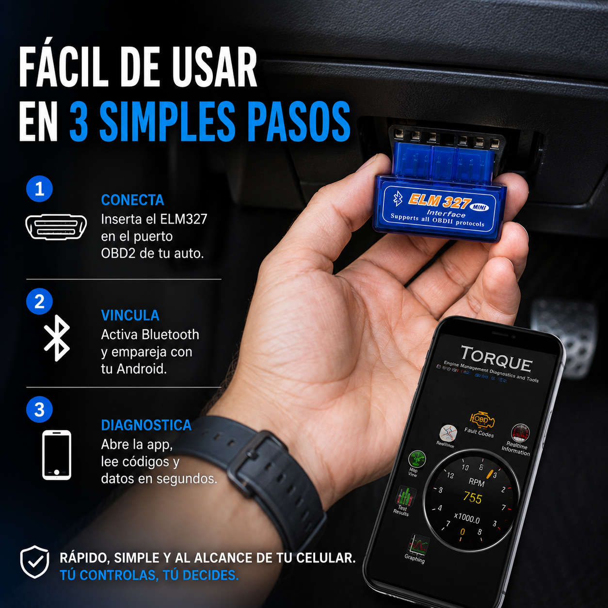 Scanner automotriz Bluetooth OBD 2